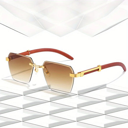 HBK 2024 Retro Frameless Rimless Sunglasses for Men Women with UV400 Anti-Glare & Anti-Radiation Alloy Frame