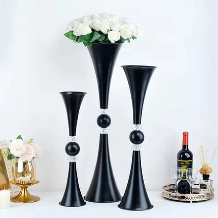 Gold Metal Tall Wedding Table Centerpiece for Artificial Flower B;ack Versatile Tall Flower Holders Centerpiece Flower Stands