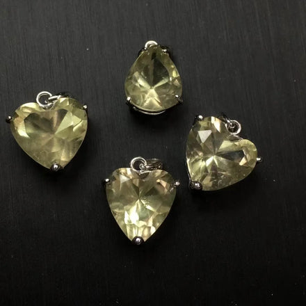 925 Sterling Silver Natural Healing Crystal Gemstone Libyan Gold Meteorite Faceted Pendant
