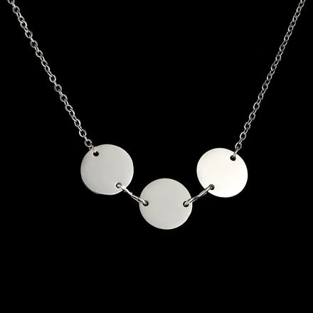 Engraving Stainless Steel Laser Logo Custom Name Geometric Necklace Personalized Round Magic Mirror Fine Charms Necklace