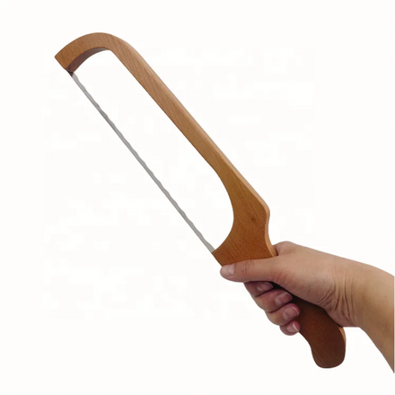 YUJIN Beech Wooden Bread Bow Knife Serrated Sourdough Cutter
