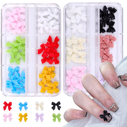 30PCS/box Kawai Wholesale Nails Bow Tie Charms 3D Design Nail Acrylic Flower Resin Bow Tie Resin Nail Art Charms