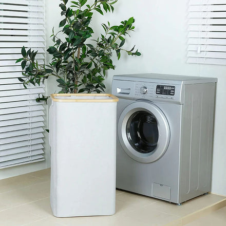 Wholesale Custom Large Capacity Folding Laundry Basket with Bamboo Handle High Capacity Clothes Storage with Lid