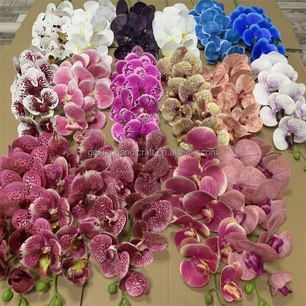 Hot Sale Decorative Orchids butterfly Artificial Flowers 9 Heads Real Touch Latex Orchid Flowers for Home Mother's Day Christmas