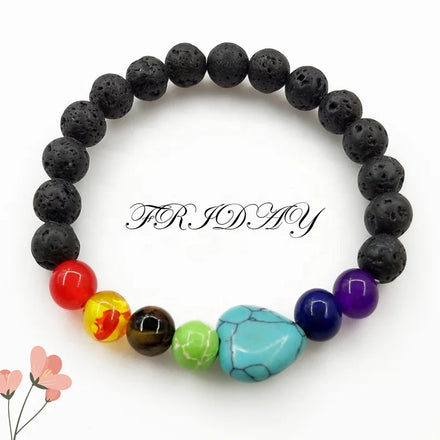 8mm Lava Rock 7 Chakras Aromatherapy Natural Stones Gemstones Bracelets Braided Rope Natural Gemstone Yoga Beads Bracelet