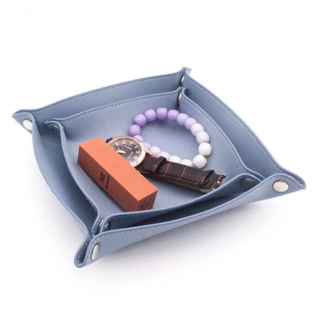 Luxury Genuine Leather Jewelry Tray for Jewlery Watch Keys Flat Jewelry Tray