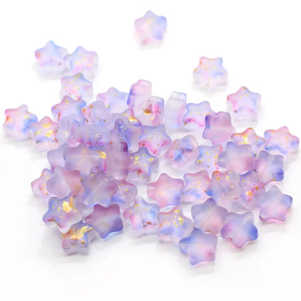 100Pcs Gradient Purple Star Charms With Hole Flat Back Glass Cabochons Scrapbooking DIY Jewelry Making Slime Craft
