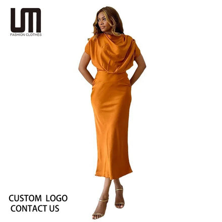 Liu Ming New Fashion 2024 Summer Casual Sexy Elegant Short Sleeve High Waist Wrapped Hip Dresses for Women