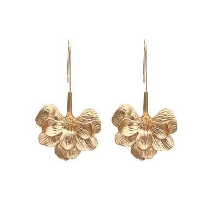 2024 Latest Retro Long Tassel Alloy Gold Flower Simple Daily Wear Ears Hoop Elegant Fashion Party/daily/carrier Ears Jewelry