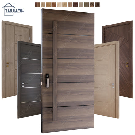 European Standard Entry Pivot Wood Doors for Villa External Main Wood Doors Exterior Modern Front Walnut Doors for House