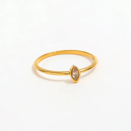 Joolim Jewelry Wholesale 18K Gold Plated Dainty Eye Zirconia Stainless Steel Ring for Women Dainty Fashion Ring