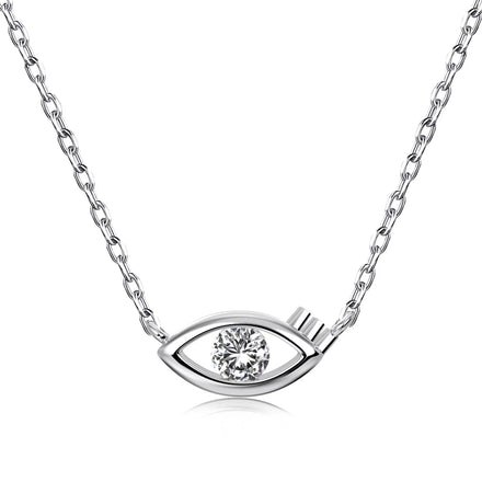 Dylam Dainty Personalized 925 Sterling Silver Hypoallergenic Hollow Eye Shape 5A Diamond Zirconia Jewelry Pendant Necklace