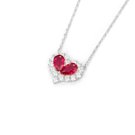 925 Silver Heart Pendant Necklace Pendant Lab Ruby Jewelry