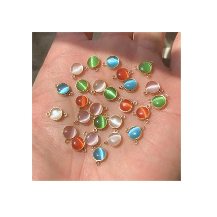 GP 14K Gold Filled Bezel With 6MM Cat's Eye Opal Synthetic Stone Charms Wholesale for DIY Permanent Jewelry Making