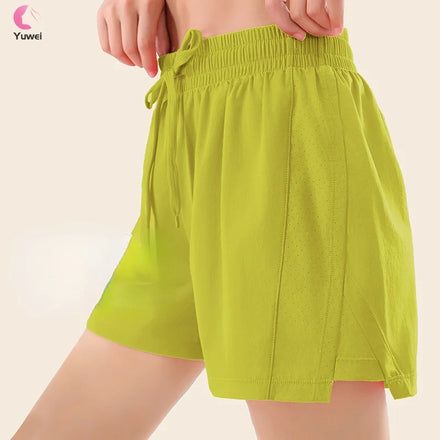 Women's High-Waisted Athletic Shorts Quick Dry Hiking & Running Biking Gear Zipper Pocket Solid Pattern Active Workout Shorts