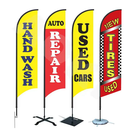 Custom Outdoor Advertising Double-sided Feather Flagpole Kit Base Beach Banners New Tires Used Feather Flags