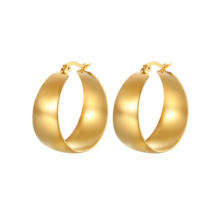 BASQUESUN Stainless Steel Large 18K Gold Plated Hypoallergenic Chunky Open Hoops Fashion Jewelry Hoop Earrings for Women