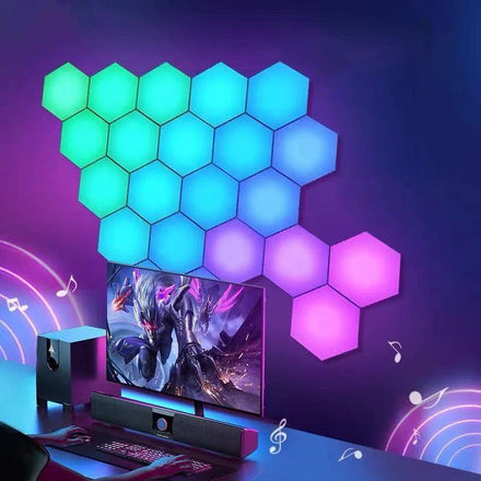 Nicro Neon Party Novelty Supplies Hexagon Intelligent Honeycomb Quantum Lamp Bedside Gaming Atmosphere Phantom Rhythm Lamp