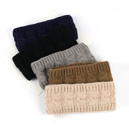 Custom Made Simple Blank Plain Winter Running Ski Unisex Wholesale Fleece Knitted Headband Logo Sweat Absorbent Street Style