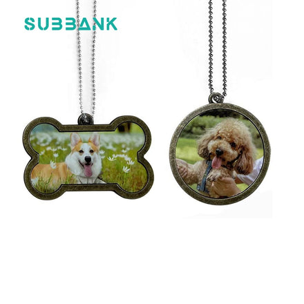 Subbank Sublimation Blanks Dog Tag Customized Print Id Bronze Edges Sublimation Dog Bone Tags Wholesale Pet Tags With Chain