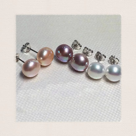 2024 Summer Natural Freshwater Pearl Earrings Multi Size Color Full Round Fresh Water Pearl Stud Earrings 925 Sterling Silver