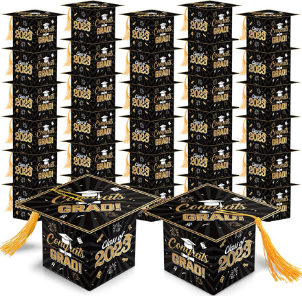 2025 Graduation Candy Boxes With Gold Tassel Congrats Grad Hat Shaped Sweet Chocolate Gift Box Party Favor Supplies