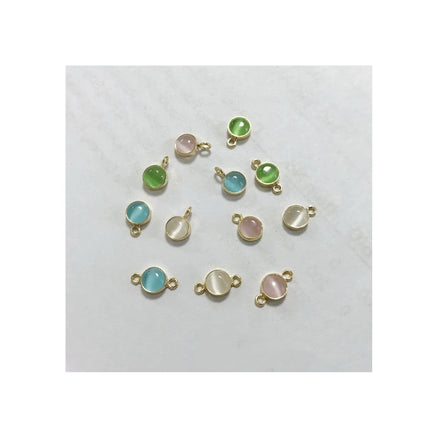 GP Wholesale 14K Gold Filled Bezel With 4MM Cat's Eye Synthetic Stone Wholesale Charms Connector for Jewelry Making