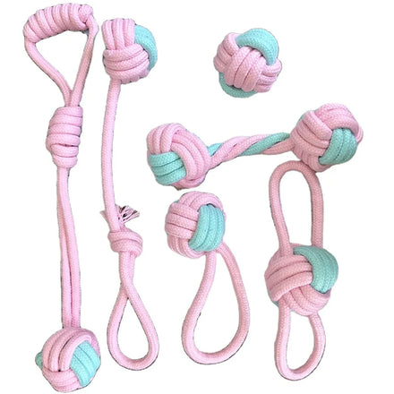 Dog Toys Treat Balls Interactive Hemp Rope Rubber Leaking Balls for Small Dogs Chewing Bite Resistant Toys Pet Tooth Cleaning