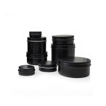 Black Tin Can with Lid Matte Color 4oz 8oz Candle Tea Aluminium Pot Tins Screw Lids Custom Lip Balm Portable Jars Packaging