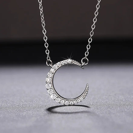 CAOSHI Fashion Women's Moon Necklace Shiny Cubic Zirconia Exquisite Crystal Girls Gift Copper Jewelry Pendant Necklaces Ladies