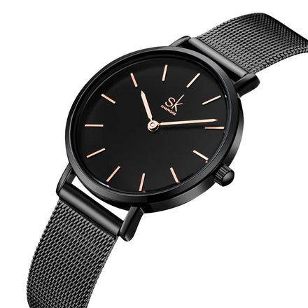 SK K0181 Ladies Quartz Watch Famous Brands Fashion Alloy Mesh Stainless Steel Strap Simplicity Dial Women Waterproof Watch