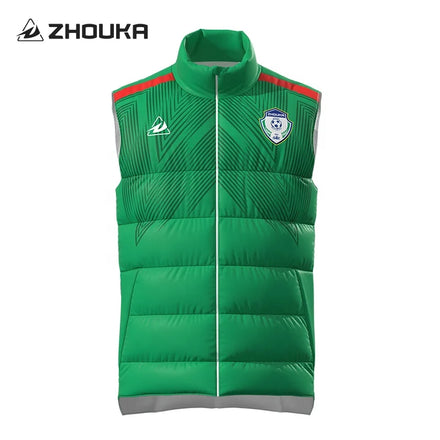 Oem Custom Digital Print Puffer Soccer Coats Jacket Down Vest Men Winter Stand Collar Thicken Warm Football Sports Waistcoat