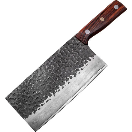 Hand Forged Damascus Steel Cleaver Knife Welded Half-edged sharp High Carbon Damascus Steel Nakiri Slicer Kitchen Chef's Knife