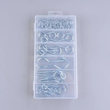 Plated Metal Closed Hooks Black Zinc Screw Eye Cup Hook Kit
