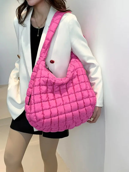 Customize Lightweight Puffer Quilted Shoulder Bag for Women Large Nylon Puffy Crossbody Bag