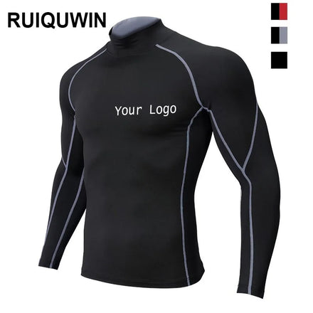 RUIQUWIN Custom Wholesale Fitness Wear Rash Guard Men Breathable Gym Long Sleeve Tight Cycling Running T Shirt