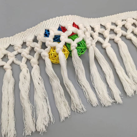 Wholesale Cotton Tassel Fringe Fabric Curtain Carpet Knotted Tassel Fringe Trim Strass