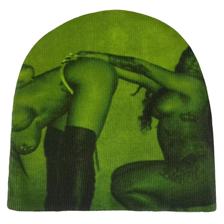 Wholesale Design Knitted Hat Y2K Gothic Winter Beanies With Custom Print Jacquard Logo All Over the Hat