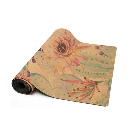 Good Quality Custom Logo Cork TPE/Rubber Yoga Mat Printed Non Slip 5mm Thick Eco-friendly Natural Waterproof Durable Pantone