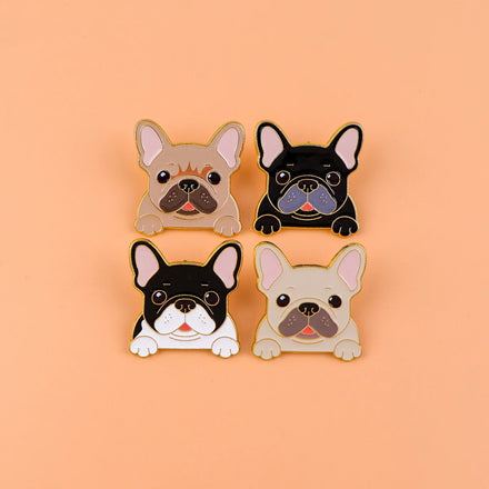 Wholesale Stock Cute French Bulldog Soft Enamel Pin Custom Logo Metal Frenchie Dog Animal Badge for Clothes Backpack