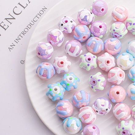 16mm Fun Cream Ball Acrylic Hand Painted Beads for Kids DIY Phone Chain Bead Accessories