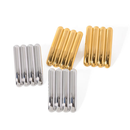 J&D Rectangle Streak Earring 18K PVD Gold Silver Plated Stainless Steel Rectangle Streak Earring for Women