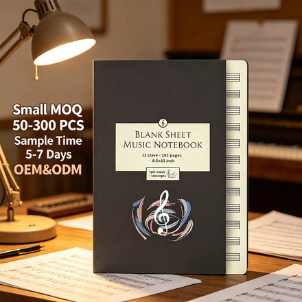 Custom Music Notebooks 102 Page Blank Sheet Music Manuscript Paper Sewing Binding for Composers Musicians Small Batch