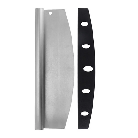 Customizable Logo Food Grade Stainless Steel 14 Inch Disposable Pizza Rocker Cutter Tool with Black Protection Cover