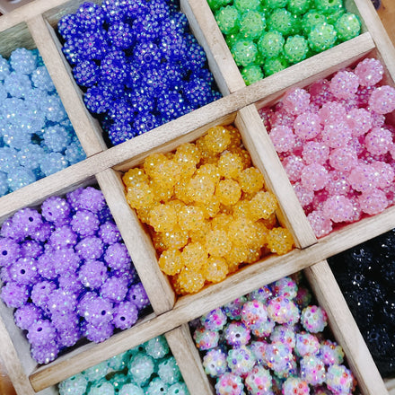 Fashion Micro Pave Colored Crystal Beads Cute Acrylic Bead Charm for Diy Keychain Craft Jewelry Accessories