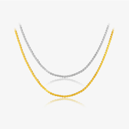 FUAMAY Fashion Classic 925 Sterling Silver Basic Necklace 18K Gold Plated Rope Necklace for Women