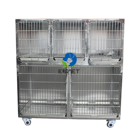 EUR PET Good Price Veterinary Cages Stainless Steel Veterinary Equipment 5 Doors Cages Stainless Steel for Big Dogs