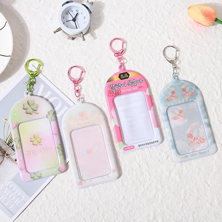 Custom Kawaii Photo Card Holder Love Heart Hollow Idol Keychain 3 Inch PVC Photocard Holder Kpop