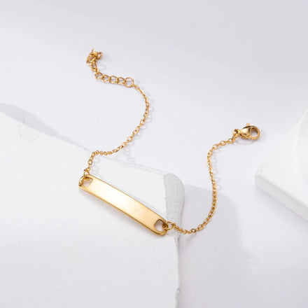 New Fashion Couple Bracelets Custom Engrave Stainless Steel Bracelet 18k Gold Plated Waterproof Bracelet for Women