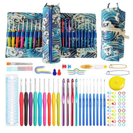 Popular Crochet Kit for Beginners Crochet Hooks Ergonomic Soft Handle Gift for Women Beginner Kids Crochet Tool With Storage Bag